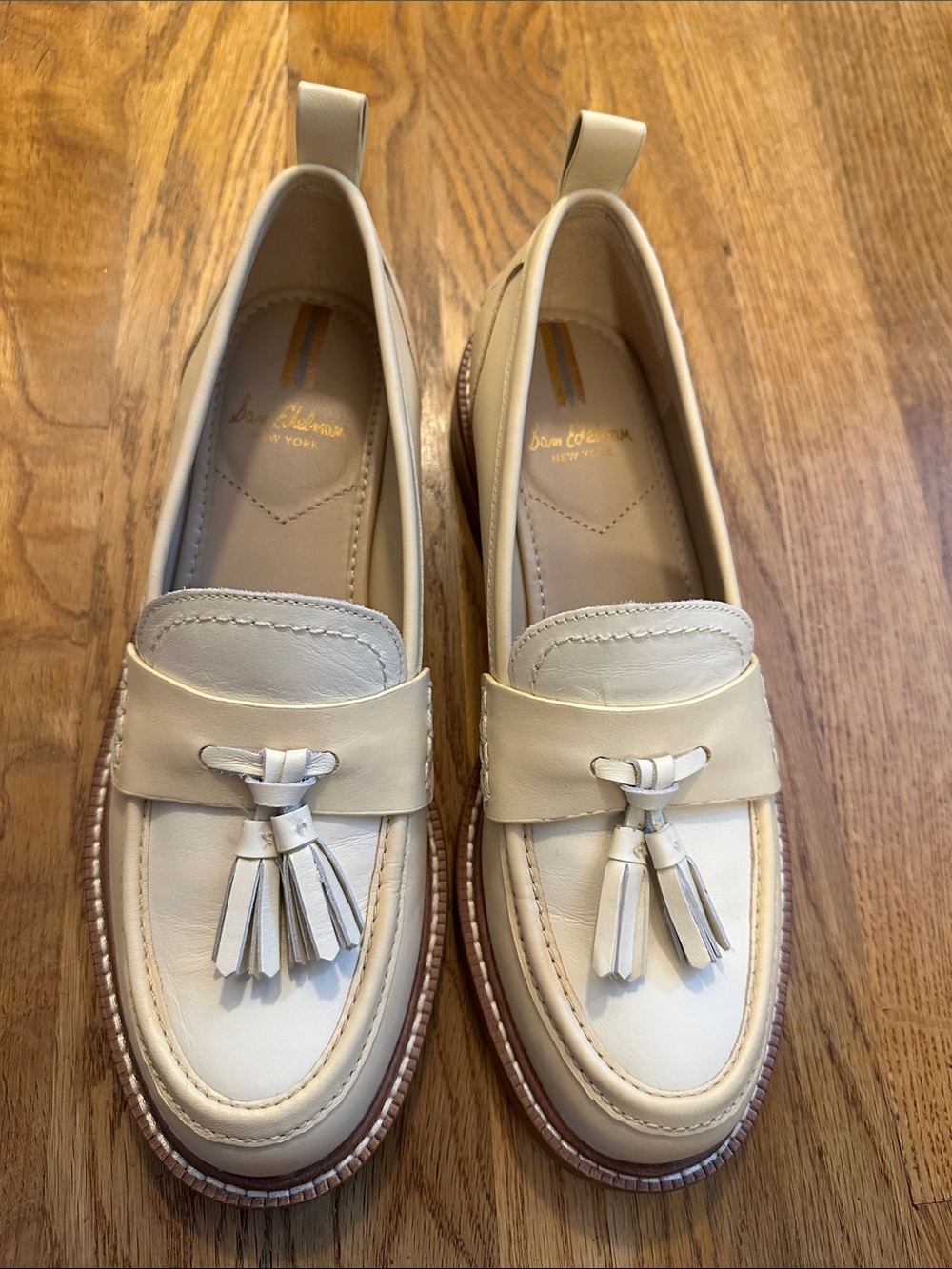 Sam Edelman Women's Cream Caylia  Tassel leather upper Loafers